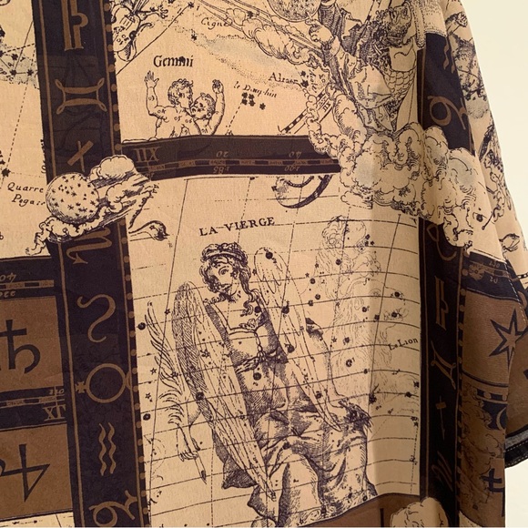 Vintage Astrological Zodiac Signs Stars Astrology Horoscope Brown Blouse MEDIUM - Picture 8 of 11
